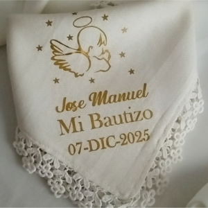 Pañuelo bautizo en lino personalizado